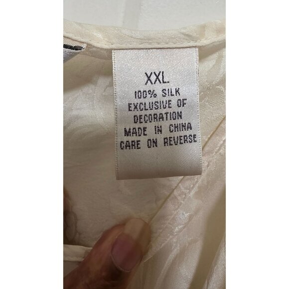 Private Luxuries Women Plus Size Ivory Floral 100% Silk Slip Pajama Dress XXL - Picture 9 of 10